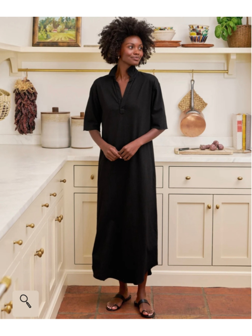 Frank & Eileen EMMA Popover Henley Maxi Dress Black Sz Medium $218